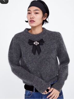 Zara Women’s Soft-Touch Knit Sweater Gray 5755/116/803 Size L